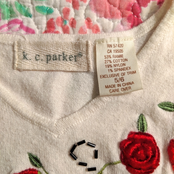 K.C PARKER V-Neck White Sweater - Picture 3 of 4